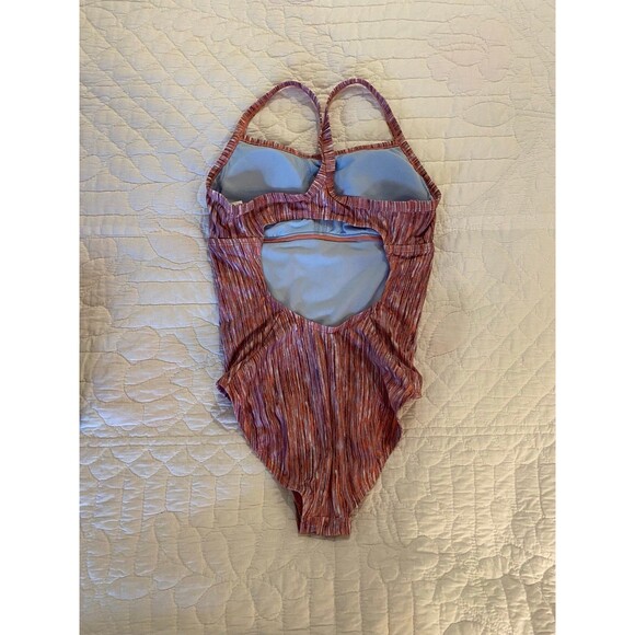 Nike Swimsuit One Piece Size Small Atomback Pink Striped Competition Competitive - Picture 3 of 12